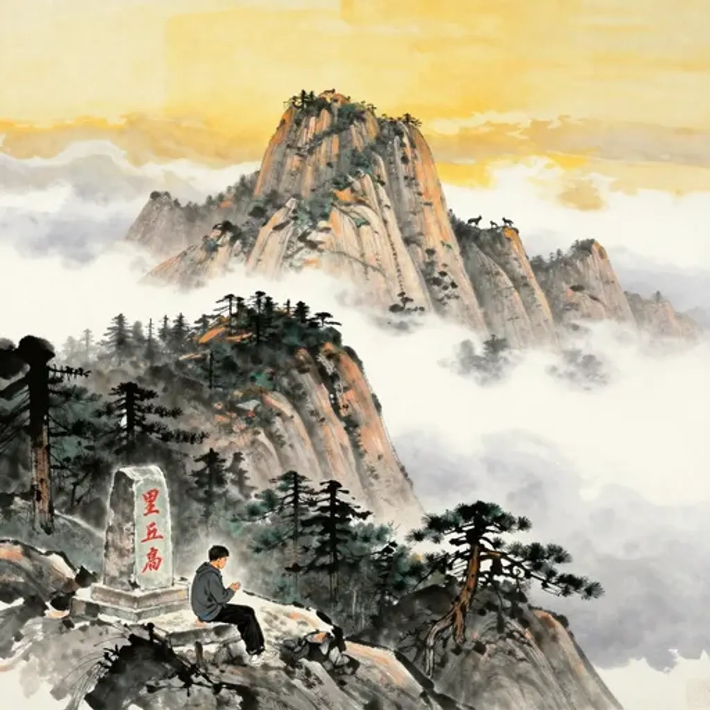 第48卦變第15卦易林詩辭水墨畫