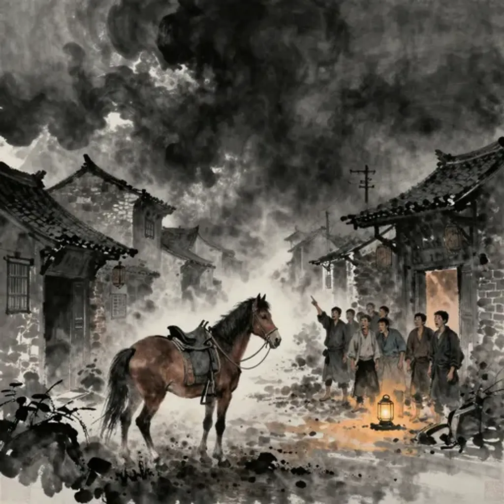 第48卦變第17卦易林詩辭水墨畫