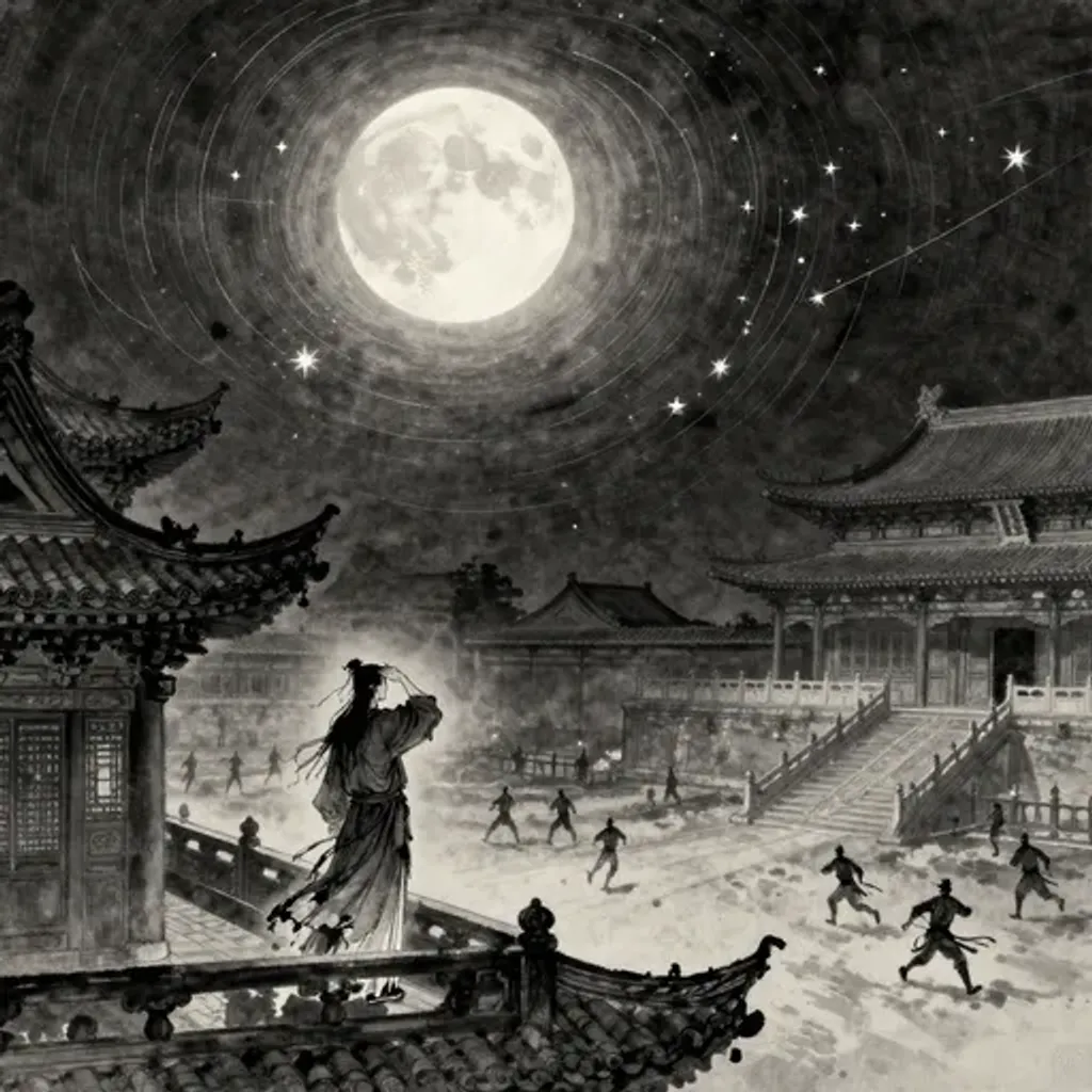 第48卦變第24卦易林詩辭水墨畫