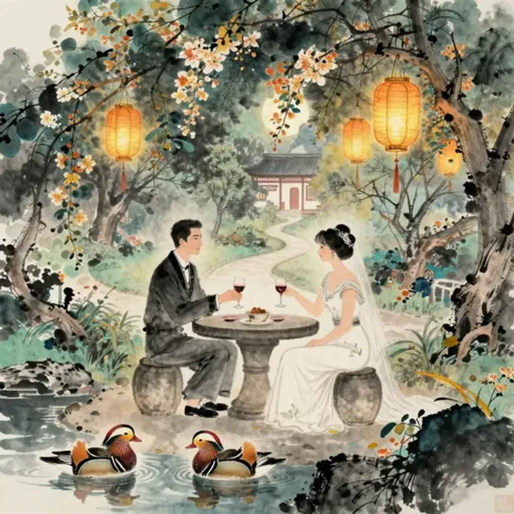 第48卦變第27卦易林詩辭水墨畫