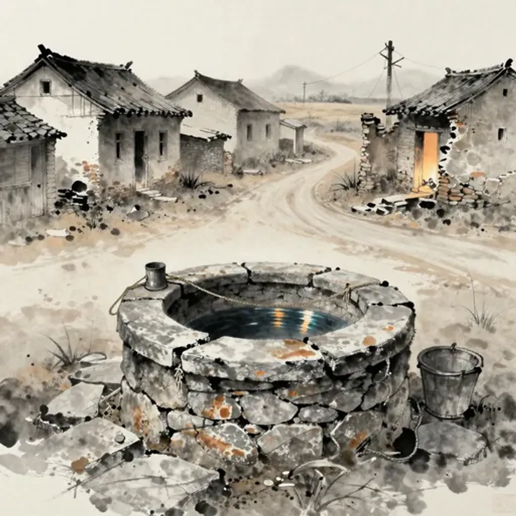 第48卦變第40卦易林詩辭水墨畫