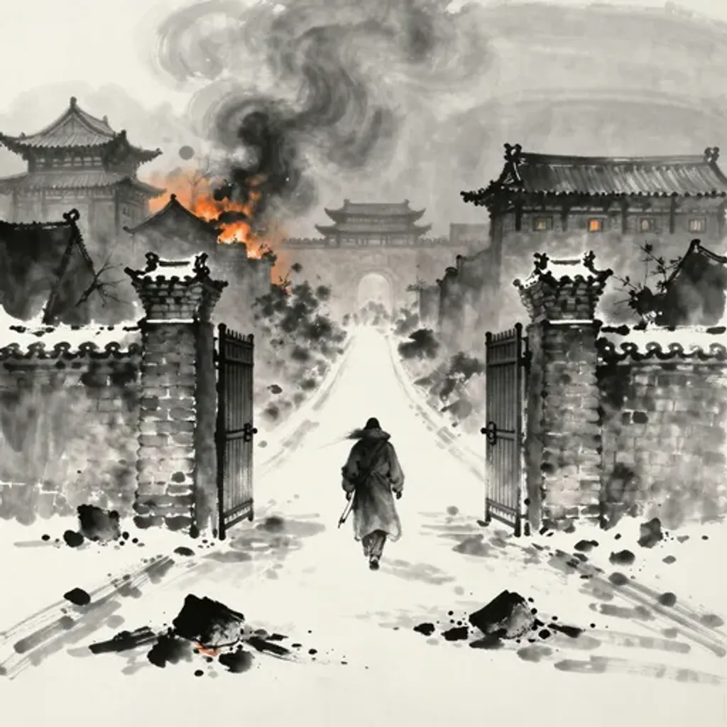 第48卦變第56卦易林詩辭水墨畫