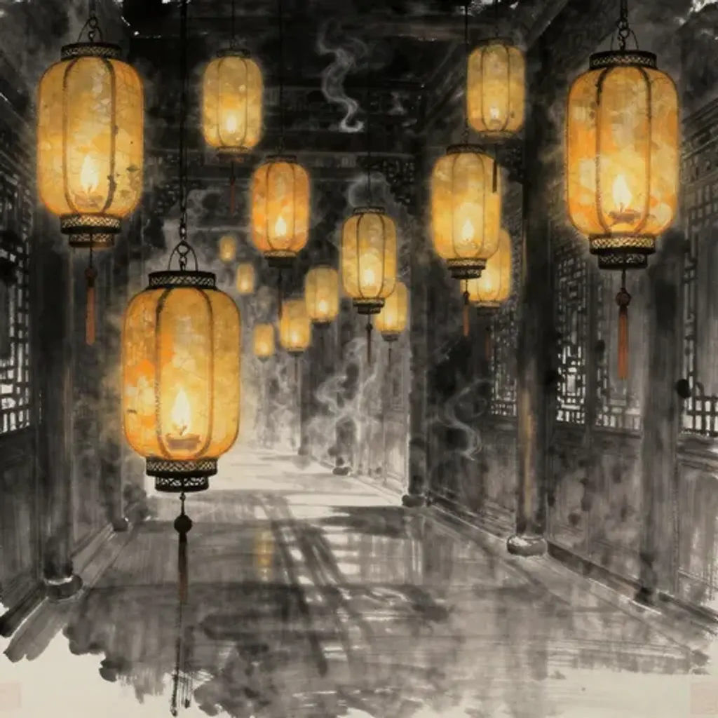 Ink brush artwork for the Yilin verse on Hexagram 52 changing to Hexagram 39
