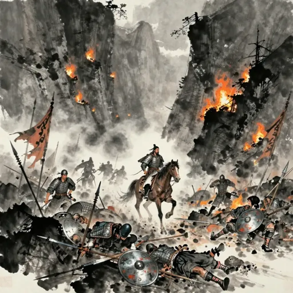 Ink brush artwork for the Yilin verse on Hexagram 52 changing to Hexagram 42