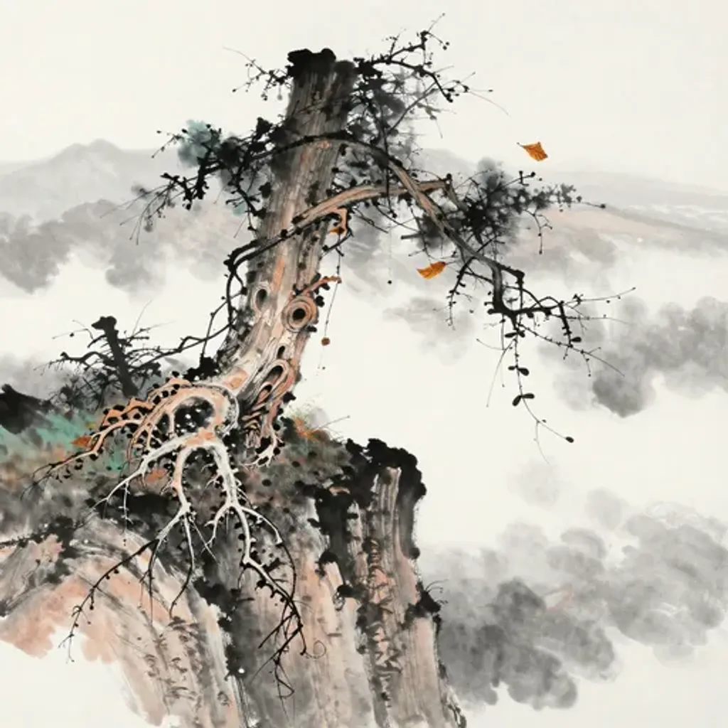 Ink brush artwork for the Yilin verse on Hexagram 56 changing to Hexagram 1