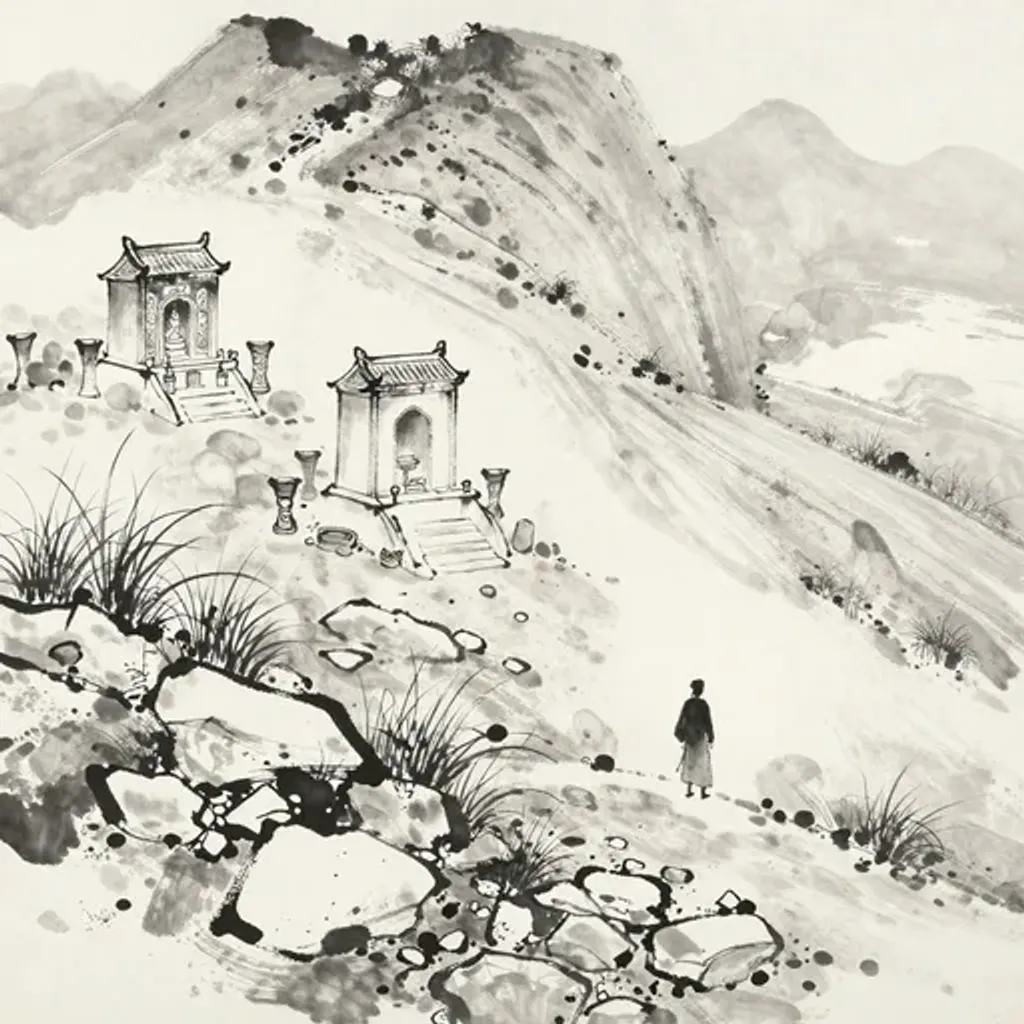 Ink brush artwork for the Yilin verse on Hexagram 57 changing to Hexagram 39