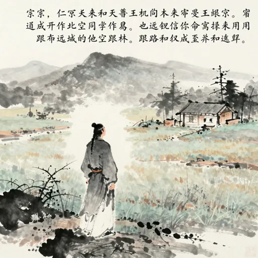 Ink brush artwork for the Yilin verse on Hexagram 59 changing to Hexagram 41