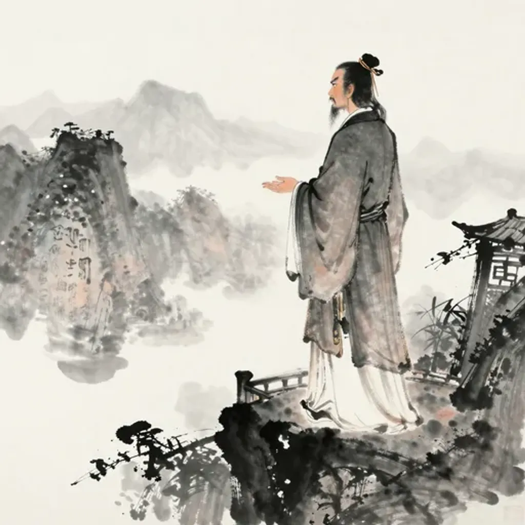 Ink brush artwork for the Yilin verse on Hexagram 60 changing to Hexagram 62