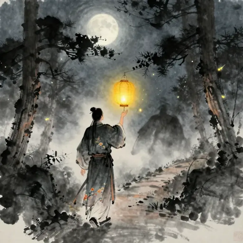 Ink brush artwork for the Yilin verse on Hexagram 62 changing to Hexagram 12