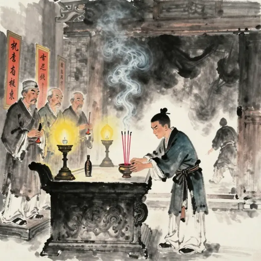 Ink brush artwork for the Yilin verse on Hexagram 62 changing to Hexagram 29