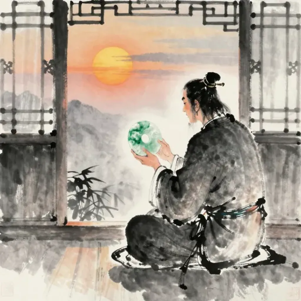 Ink brush artwork for the Yilin verse on Hexagram 63 changing to Hexagram 27