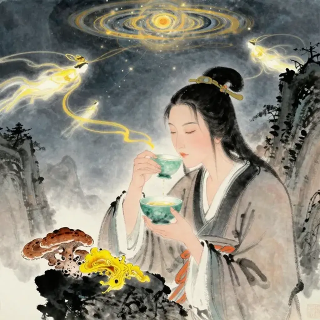 Ink brush artwork for the Yilin verse on Hexagram 63 changing to Hexagram 39
