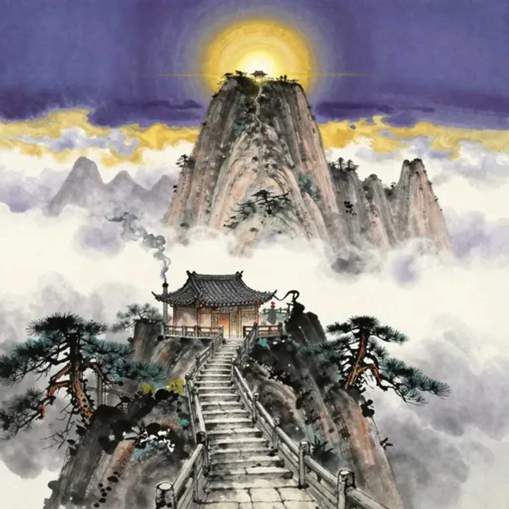 Ink brush artwork for the Yilin verse on Hexagram 64 changing to Hexagram 22