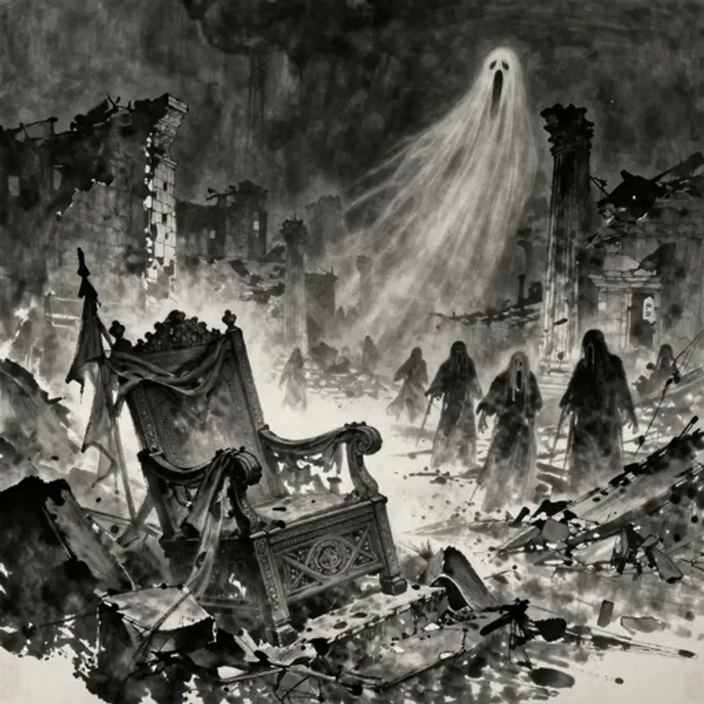 Ink brush artwork for the Yilin verse on Hexagram 64 changing to Hexagram 56
