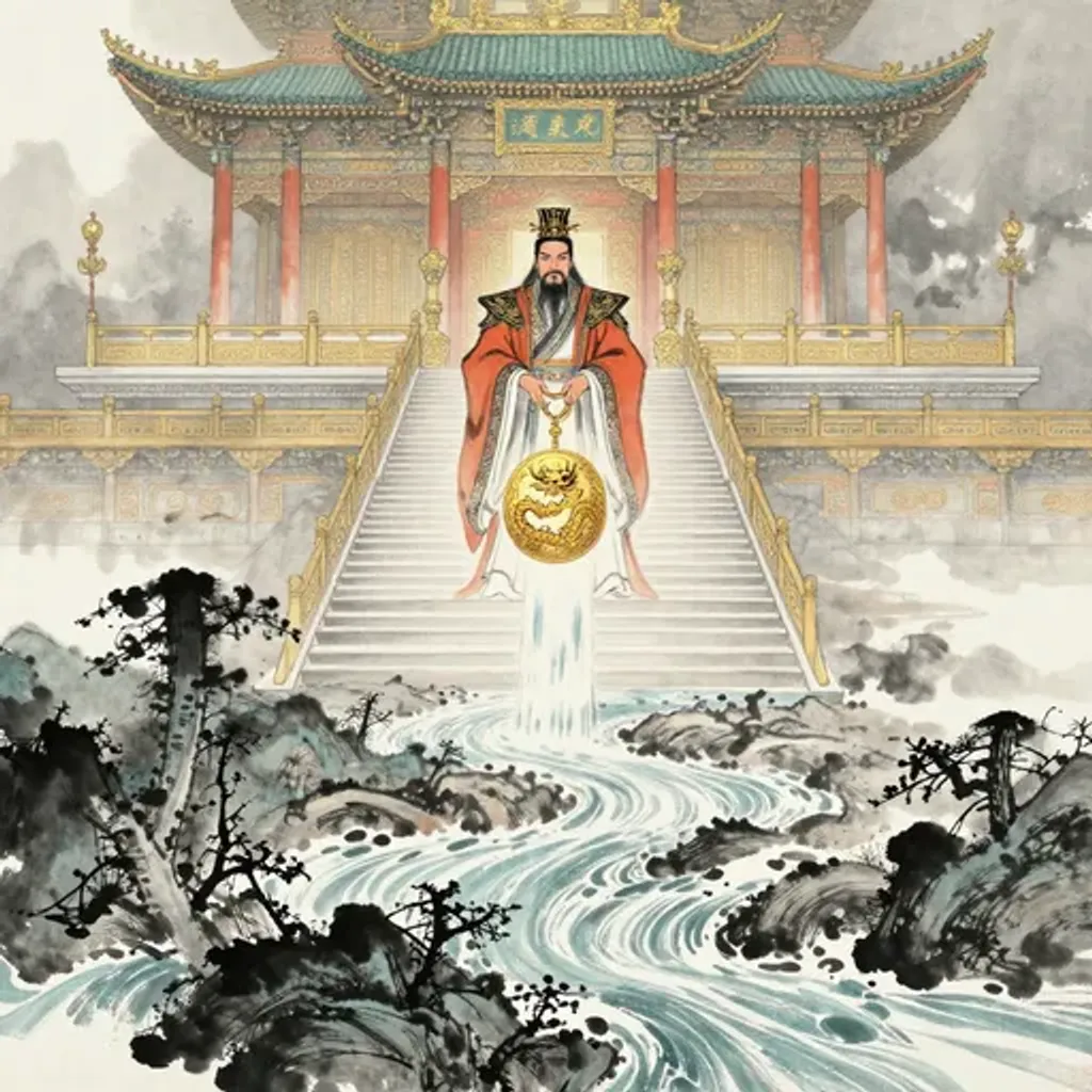 Ink brush artwork for the Yilin verse on Hexagram 7 changing to Hexagram 53