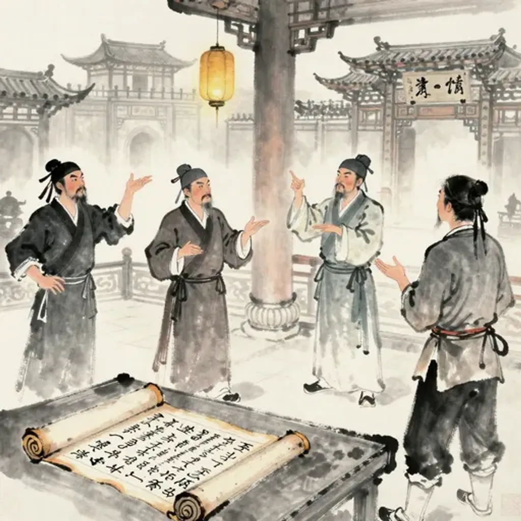 Ink brush artwork for the Yilin verse on Hexagram 9 changing to Hexagram 10