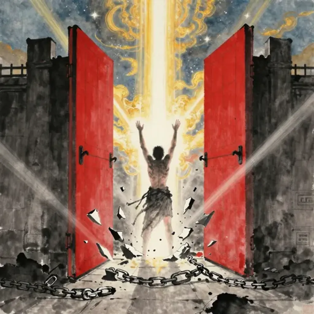 Ink brush artwork for the Yilin verse on Hexagram 9 changing to Hexagram 11