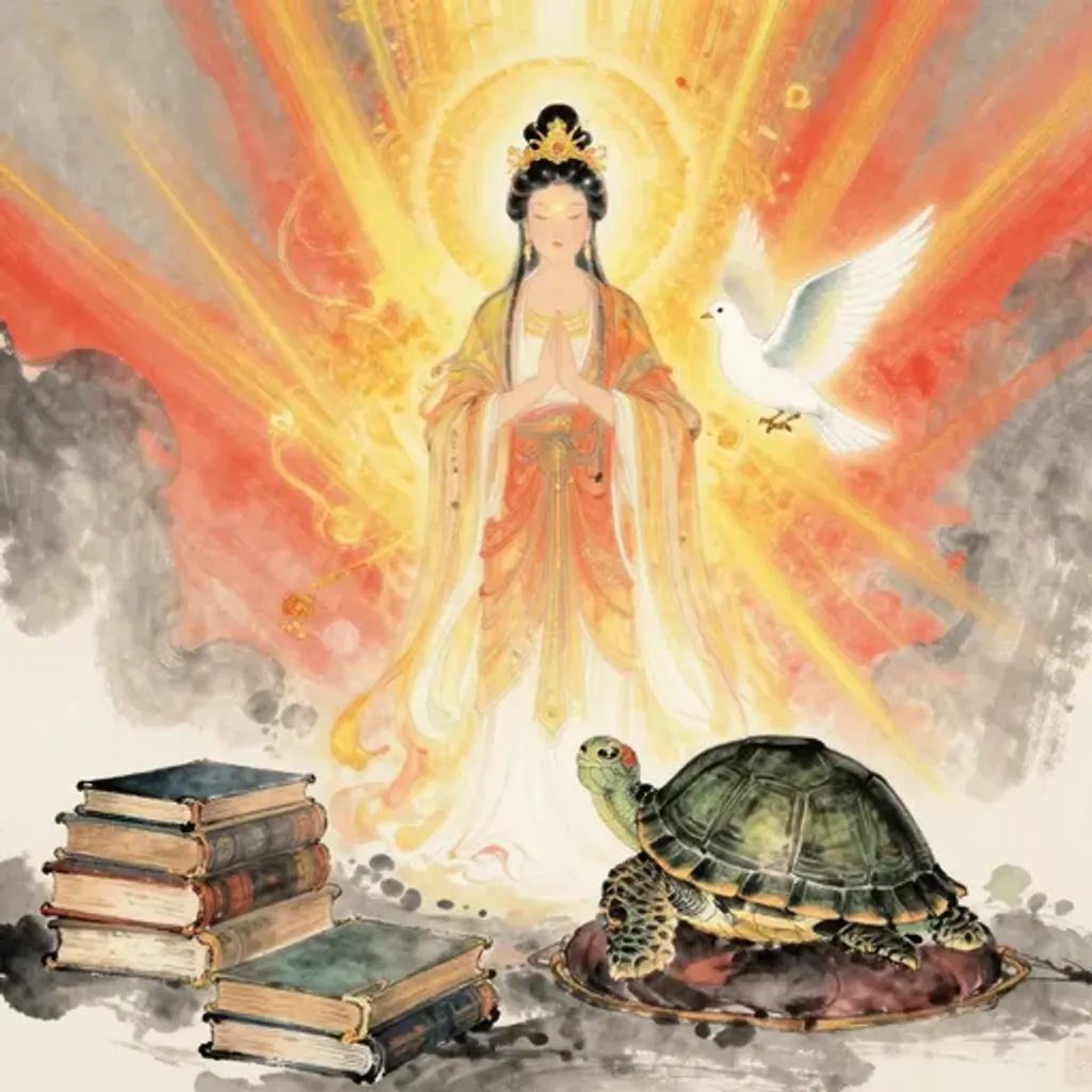 Ink brush artwork for the Yilin verse on Hexagram 9 changing to Hexagram 53